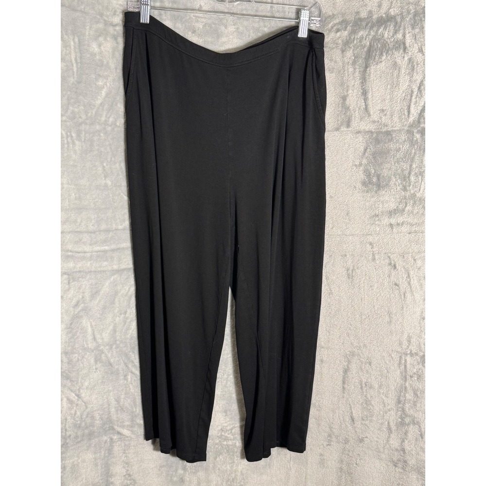 J. Jill Wearever Black Cropped Pants Petite Large Pockets Knit Culottes
